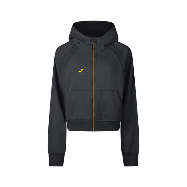Cropped Zip-Through Hoodie in Black — HIVOLT