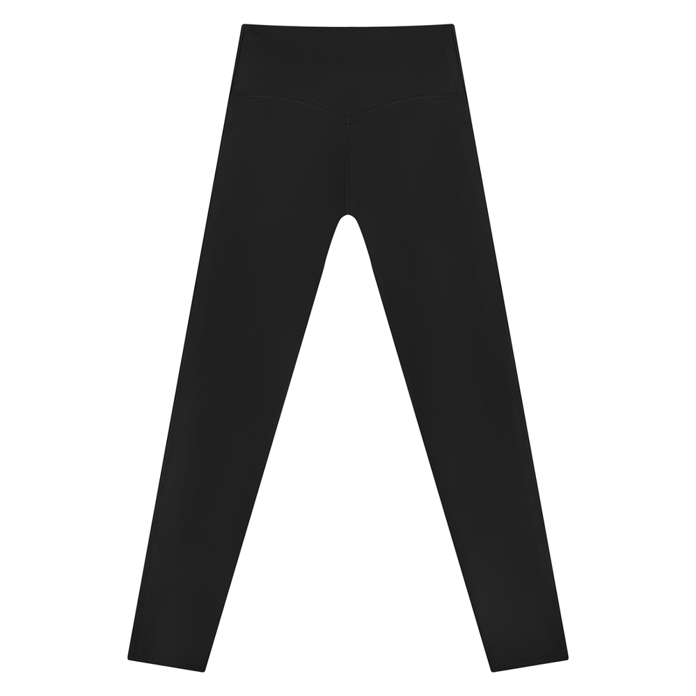 Women's High Rise Ankle Length Yoga Leggings in Black with White, alternate view — HIVOLT