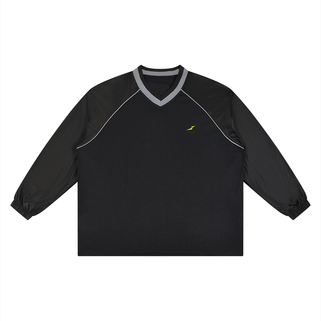 Unisex Paneled Long Sleeve Jersey in Black — HIVOLT