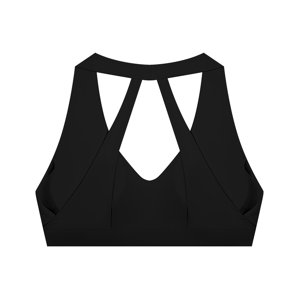 Women's Halter Cropped Sports Bra in Black, alternate view — HIVOLT