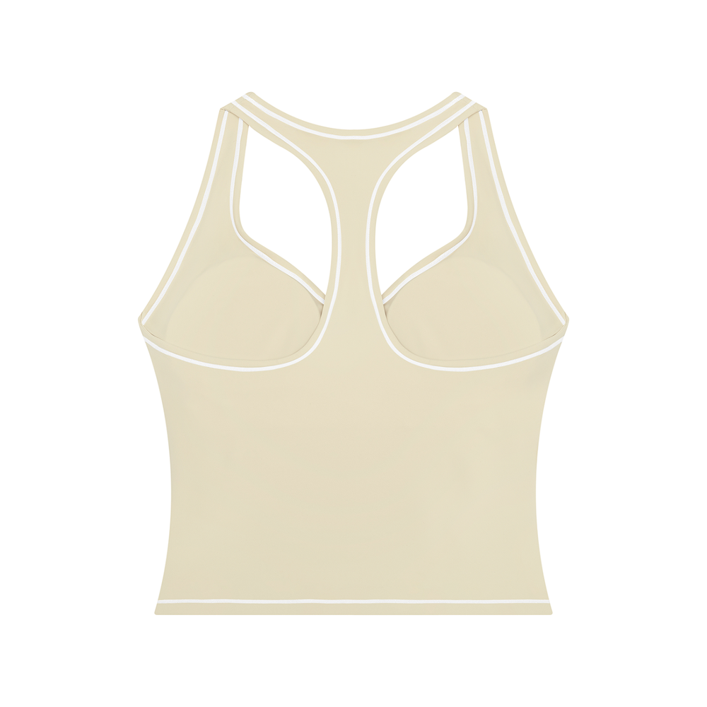 Women's Topstitching Yoga Tank Top in Light Apricot, alternate view — HIVOLT