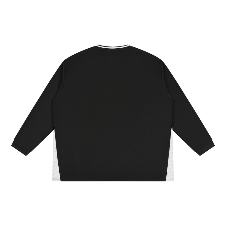 Unisex Color Block Long Sleeve Jersey in Black with Red, alternate view — HIVOLT