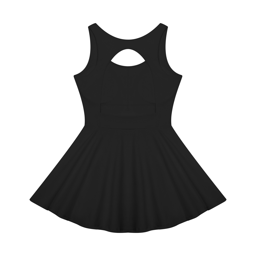 Women's Open-Back Tennis Dress in Black, alternate view — HIVOLT