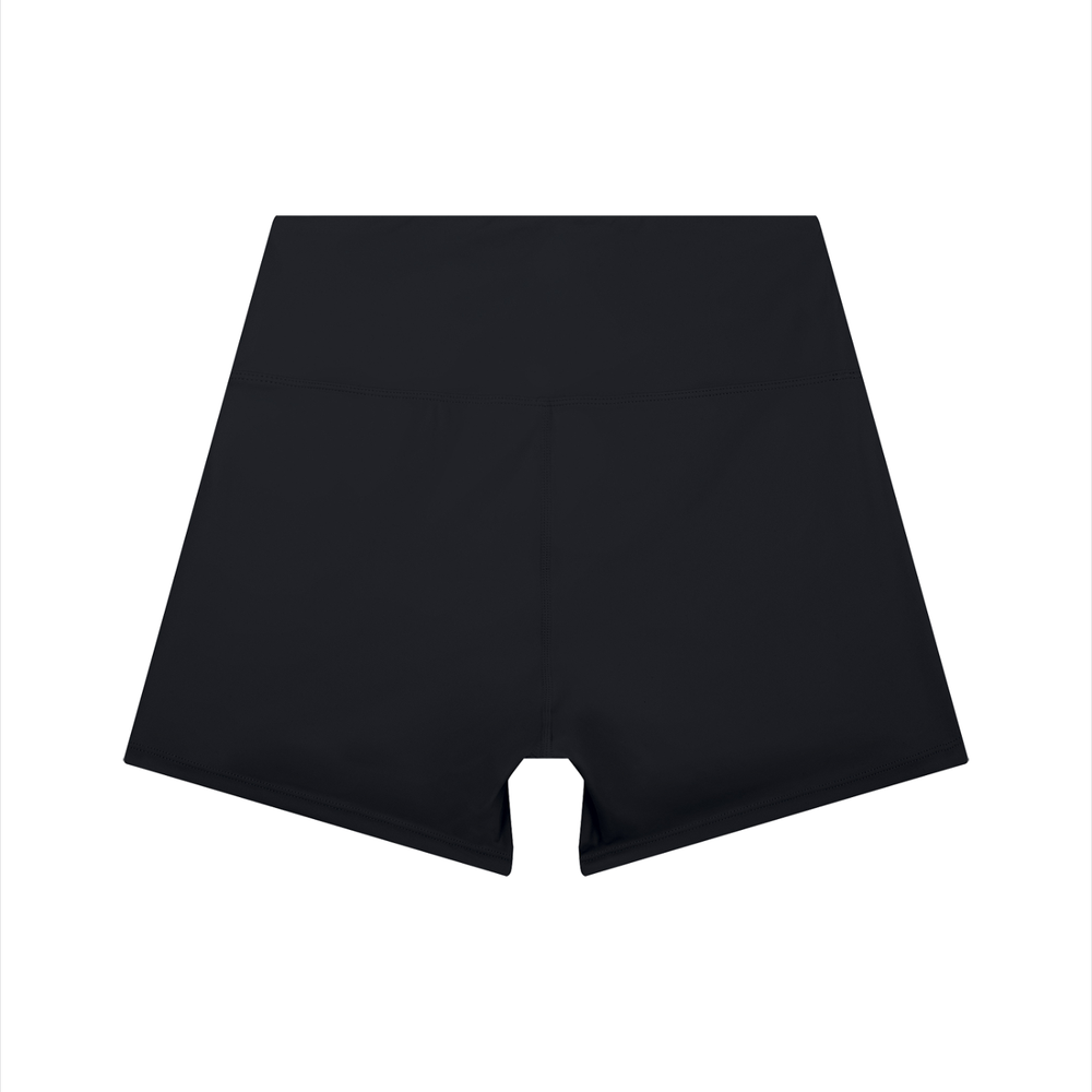 Women's High-Waist Color Block Yoga Shorts in Black, alternate view — HIVOLT