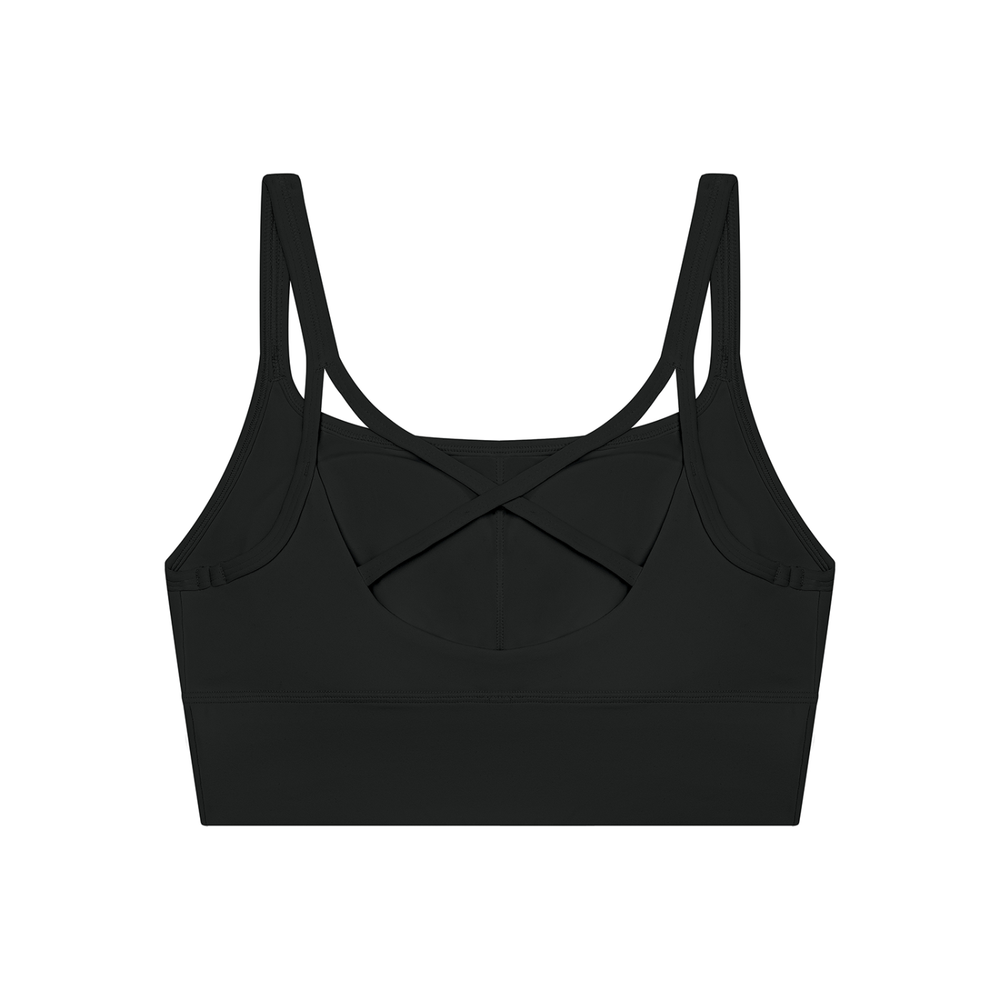 Women's Cropped Yoga Tank Top in Black, alternate view — HIVOLT
