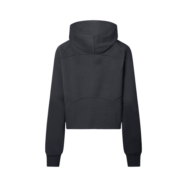 Cropped Half-Zip Hoodie in Black, alternate view — HIVOLT