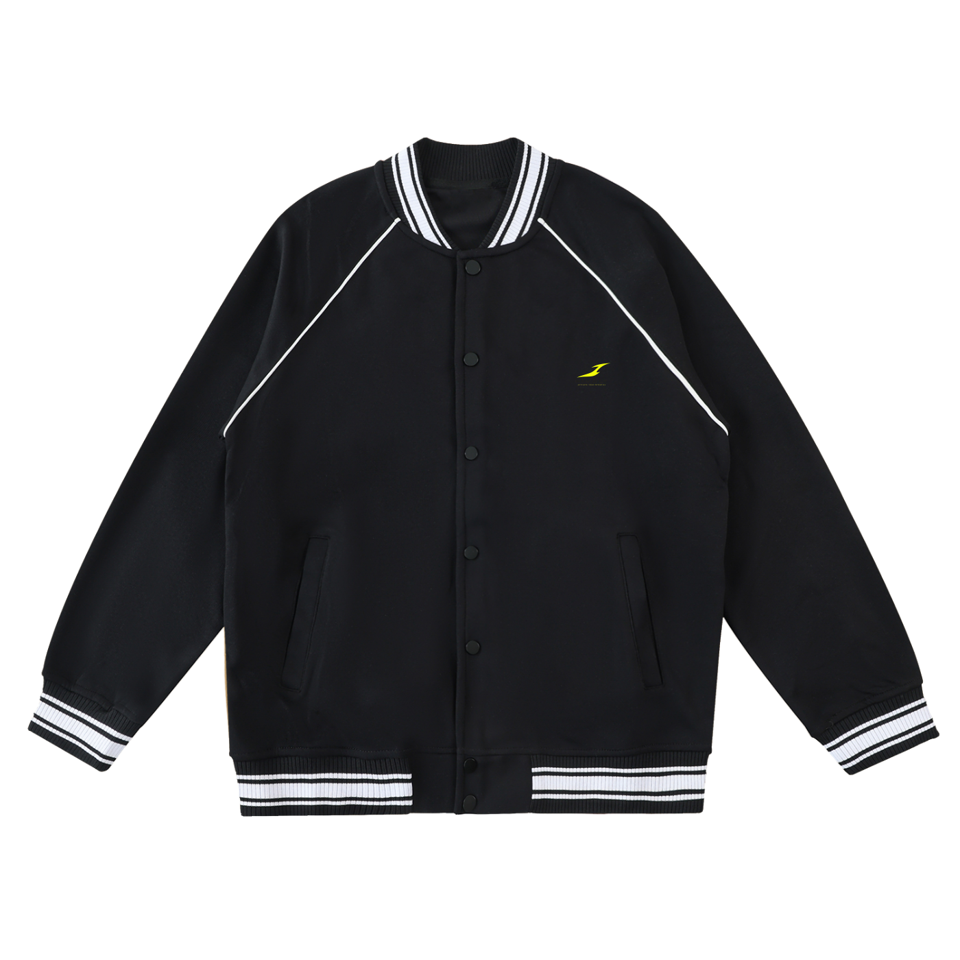Contrast Trim Raglan Varsity Jacket in Black — HIVOLT