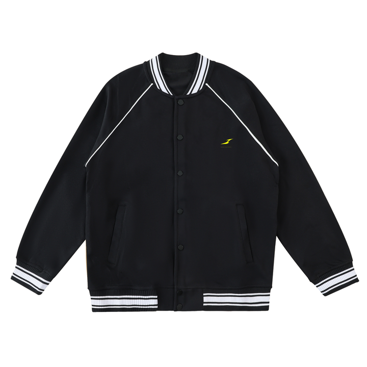 Contrast Trim Raglan Varsity Jacket in Black — HIVOLT