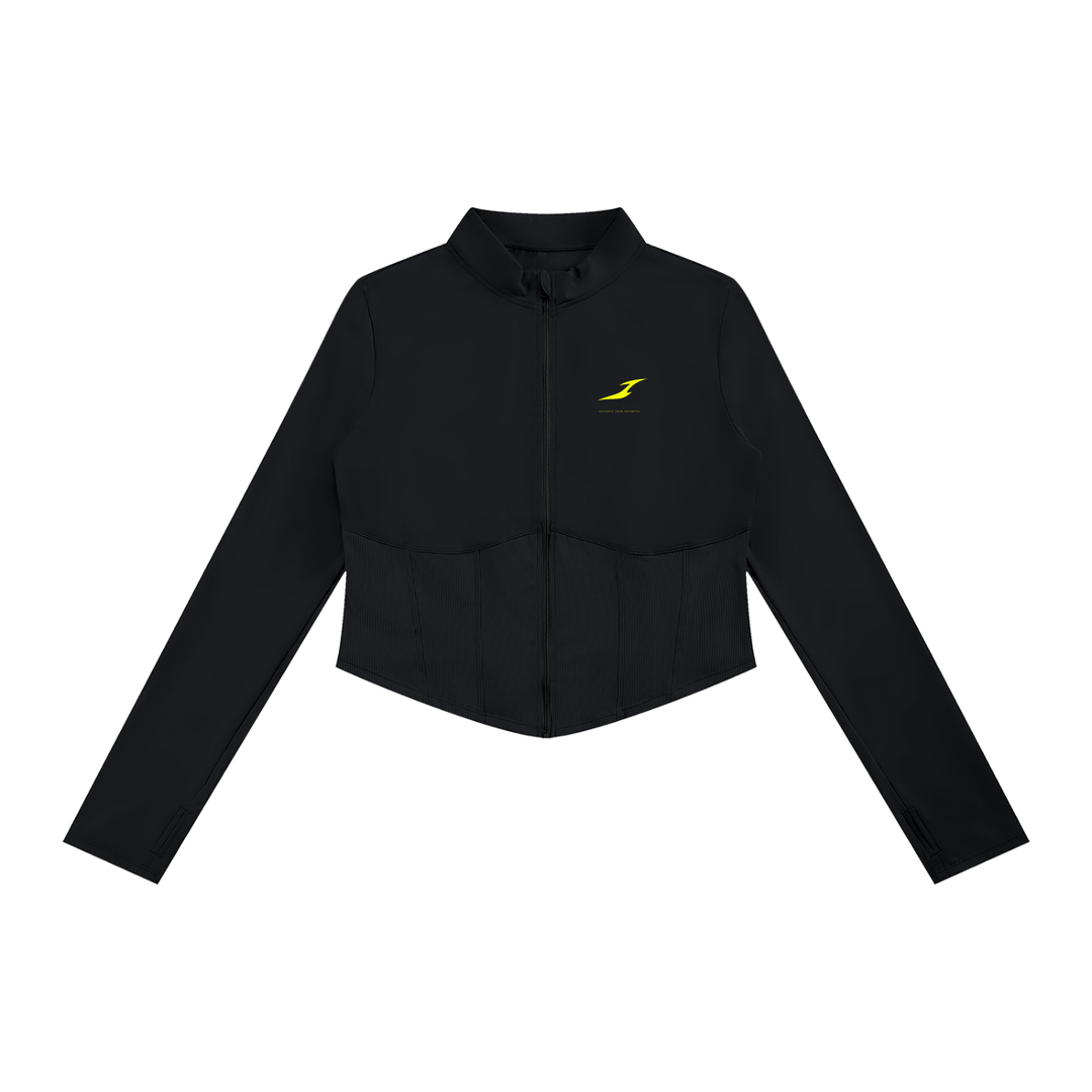 Women's Slim Fit Full-Zip Yoga Jacket in Black — HIVOLT