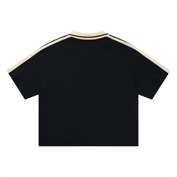 Unisex Color Block Polo Shirt in Black, alternate view — HIVOLT