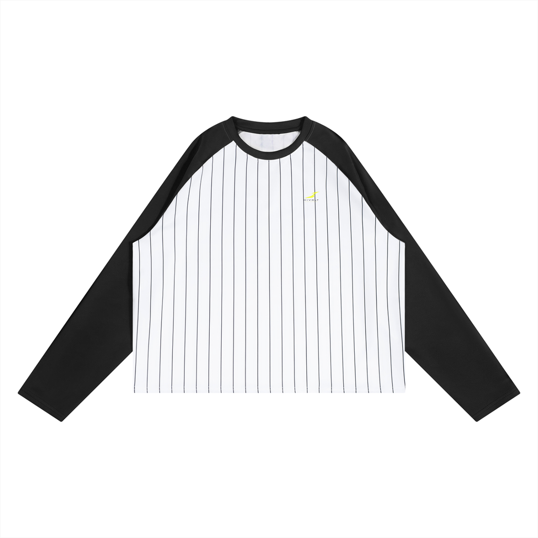 Unisex Striped Raglan Long Sleeve T-Shirt in Black with White — HIVOLT