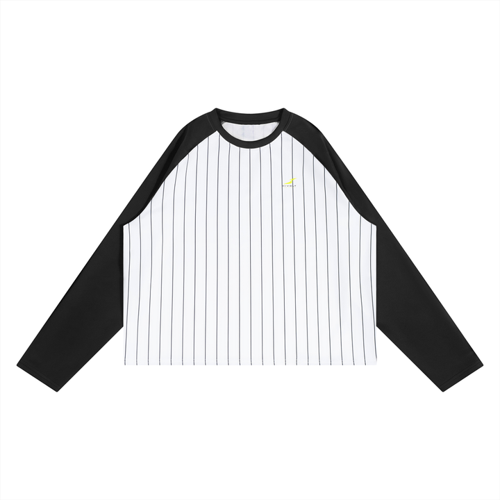 Unisex Striped Raglan Long Sleeve T-Shirt in Black with White — HIVOLT
