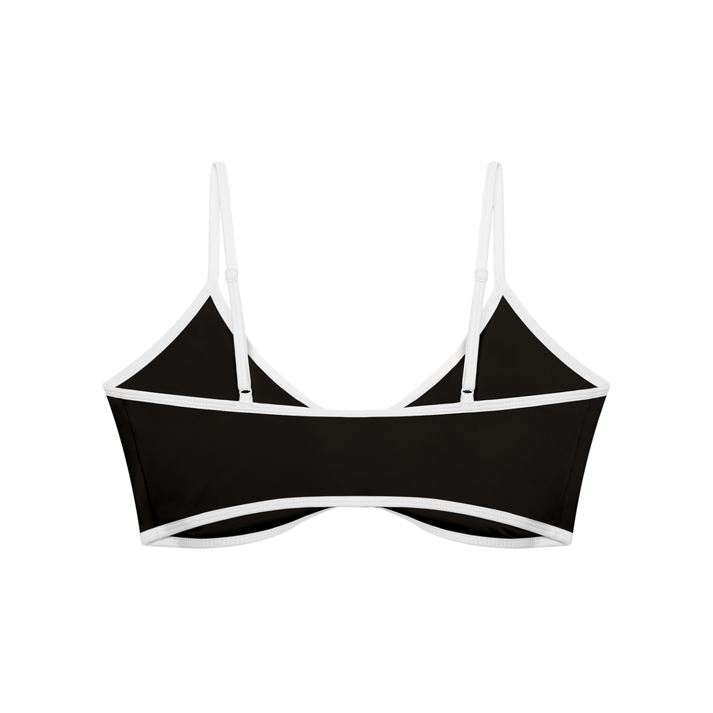 Women's Color Block Ruched V-Neck Sports Bra in Black, alternate view — HIVOLT