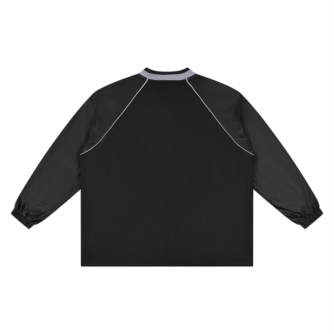 Unisex Paneled Long Sleeve Jersey in Black, alternate view — HIVOLT