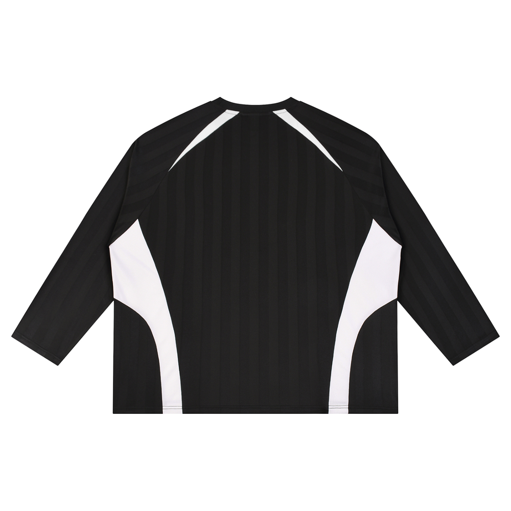 Unisex Color Block Jacquard Soccer Jersey in Black, alternate view — HIVOLT