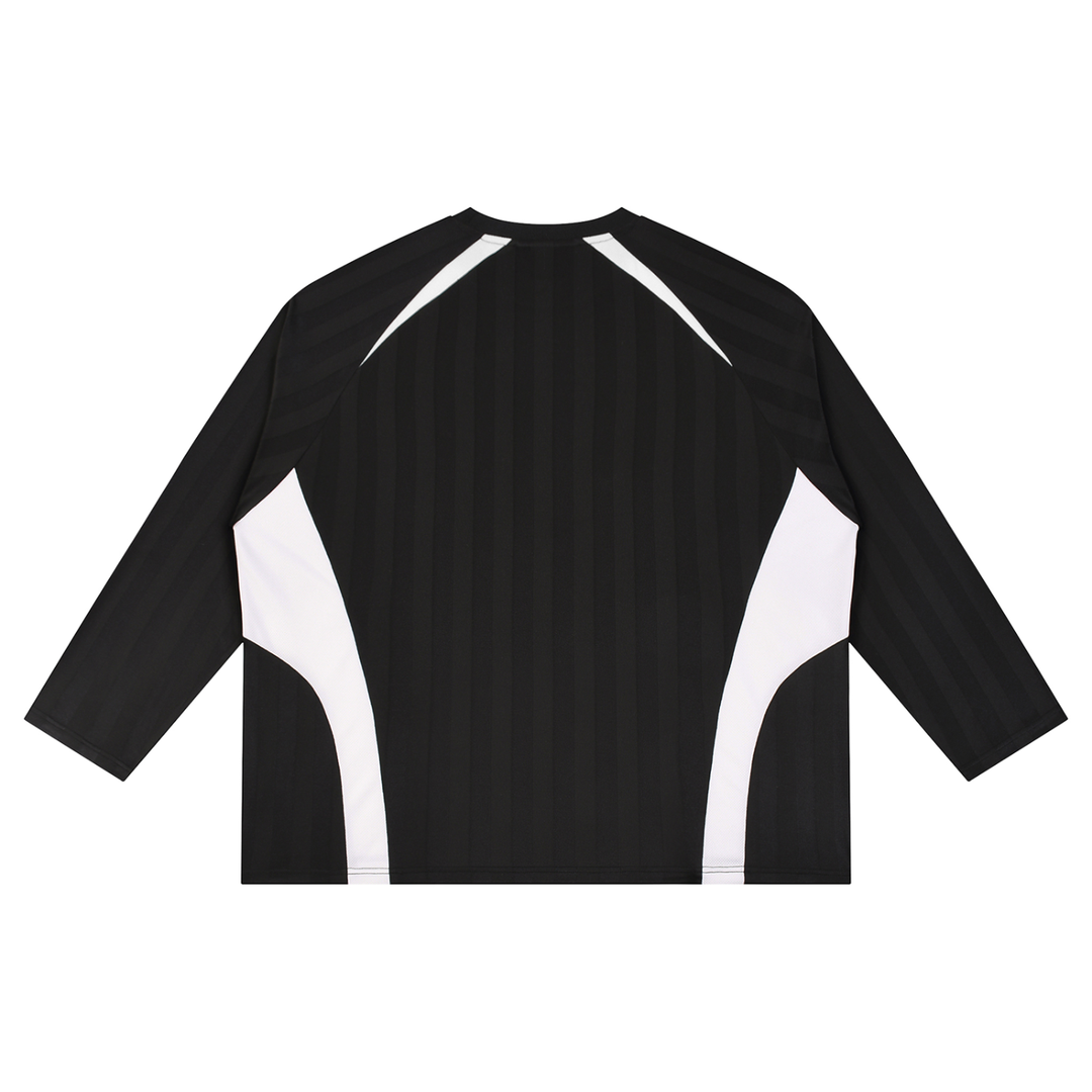 Unisex Color Block Jacquard Soccer Jersey in Black, alternate view — HIVOLT