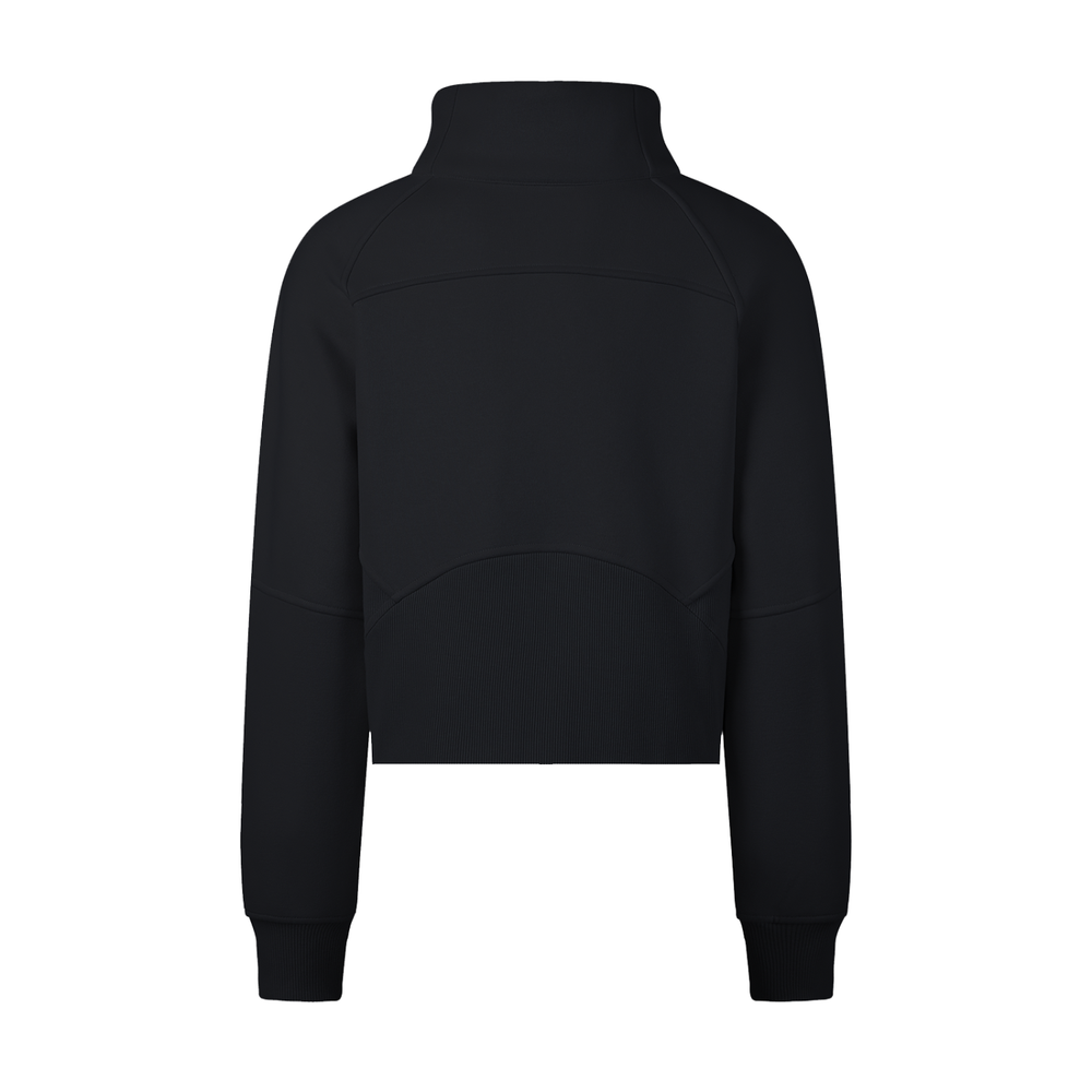 Cropped Half-Zip Sweatshirt in Black, alternate view — HIVOLT