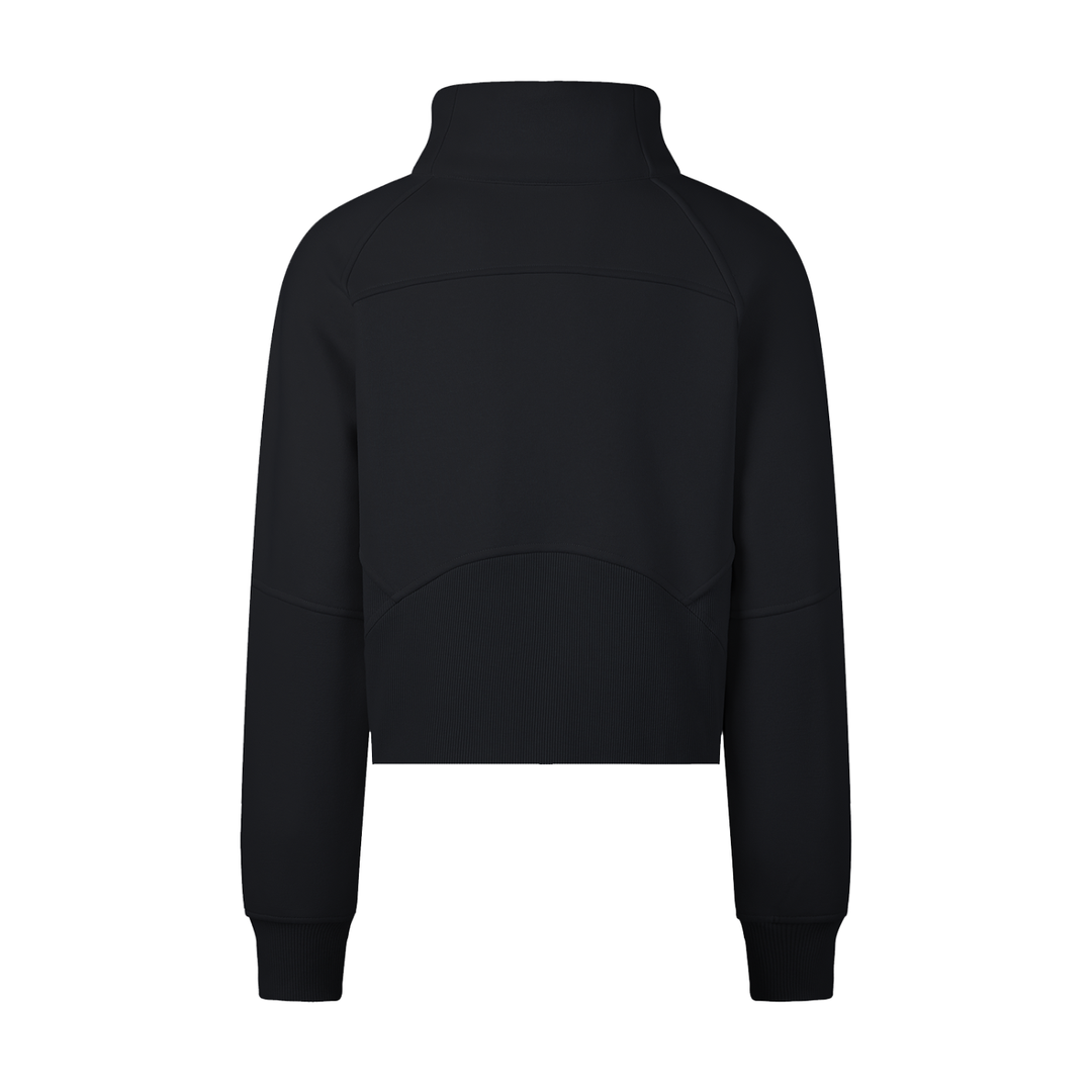 Cropped Half-Zip Sweatshirt in Black, alternate view — HIVOLT