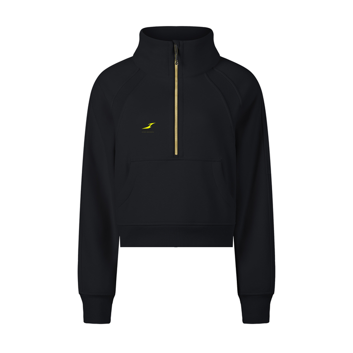 Cropped Half-Zip Sweatshirt in Black — HIVOLT