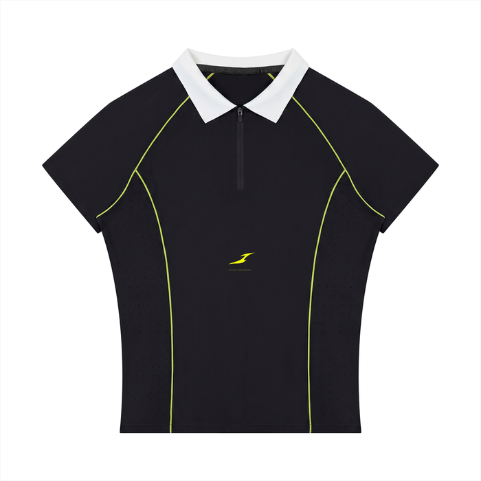 Women's Slim Fit Quarter-Zip Polo Shirt in Black — HIVOLT