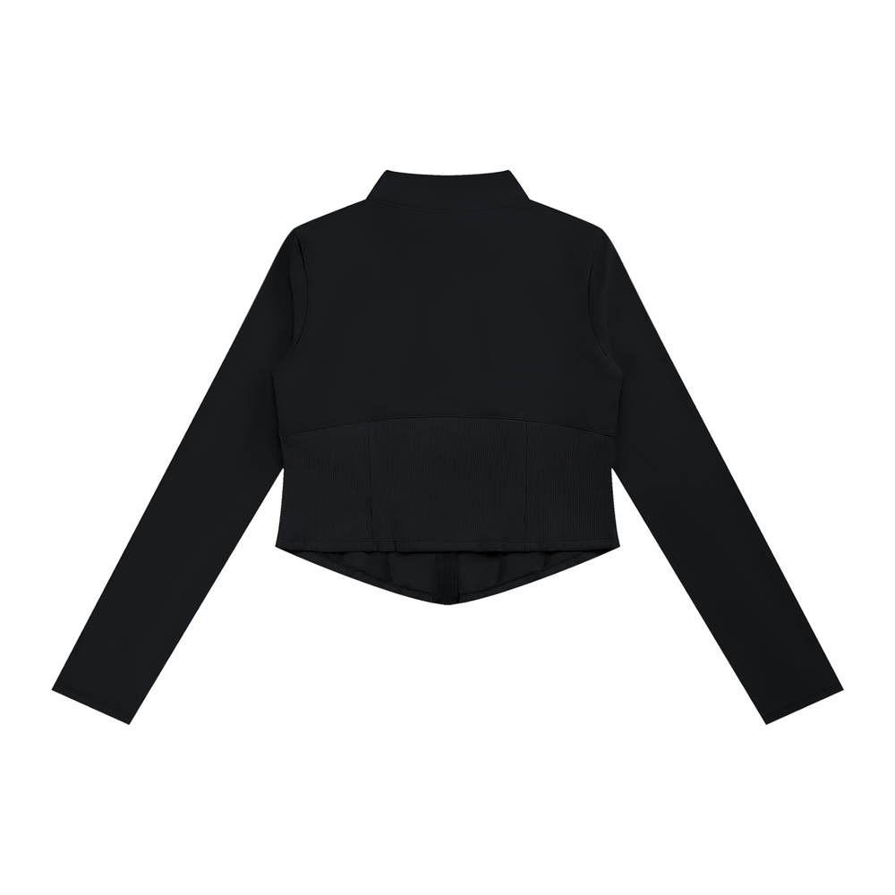 Women's Slim Fit Full-Zip Yoga Jacket in Black, alternate view — HIVOLT