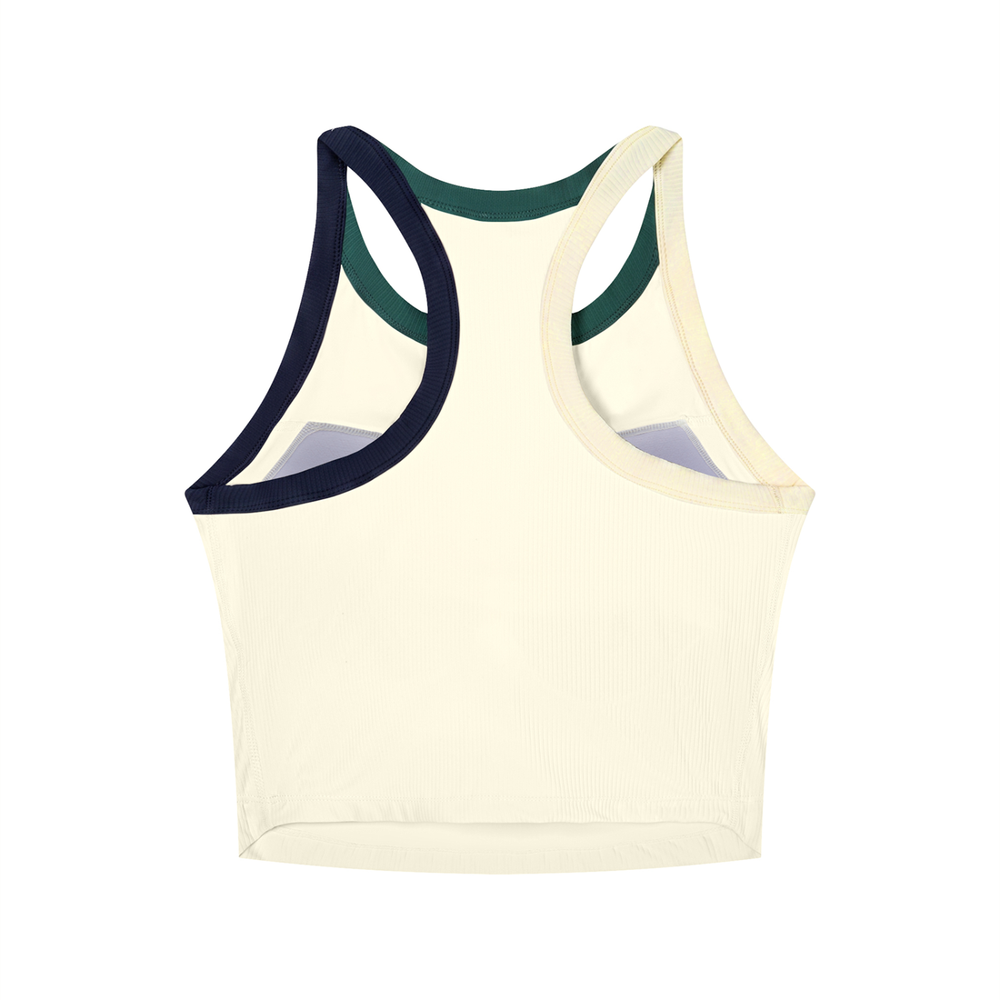 Women's Color Block Yoga Tank Top in Beige, alternate view — HIVOLT