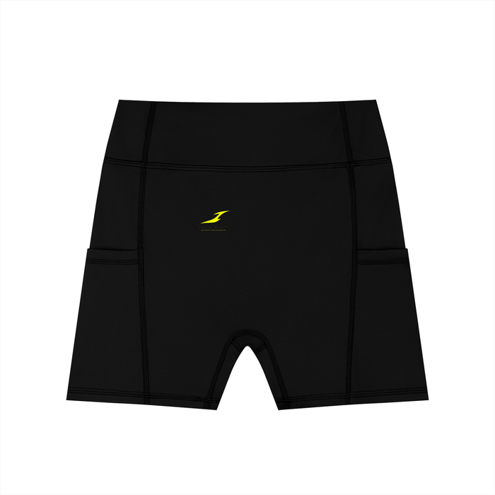 Women's High-Waisted Pocket Biker Shorts in Black — HIVOLT