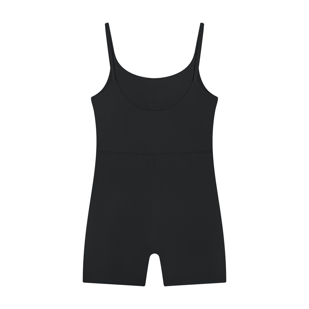 Women's U-Neck Yoga Romper in Black, alternate view — HIVOLT
