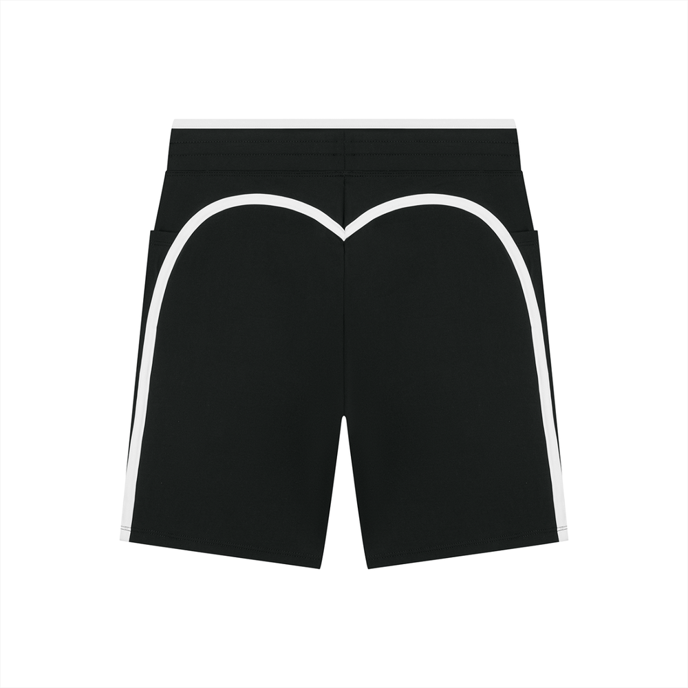 Women's High Rise Color Block Yoga Shorts in Black, alternate view — HIVOLT