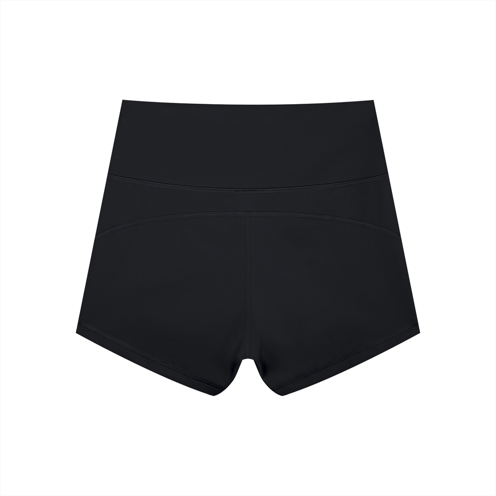 Women's High-Waist Yoga Shorts in Black, alternate view — HIVOLT