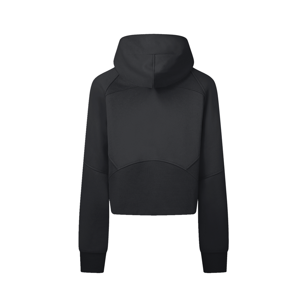 Cropped Zip-Through Hoodie in Black, alternate view — HIVOLT