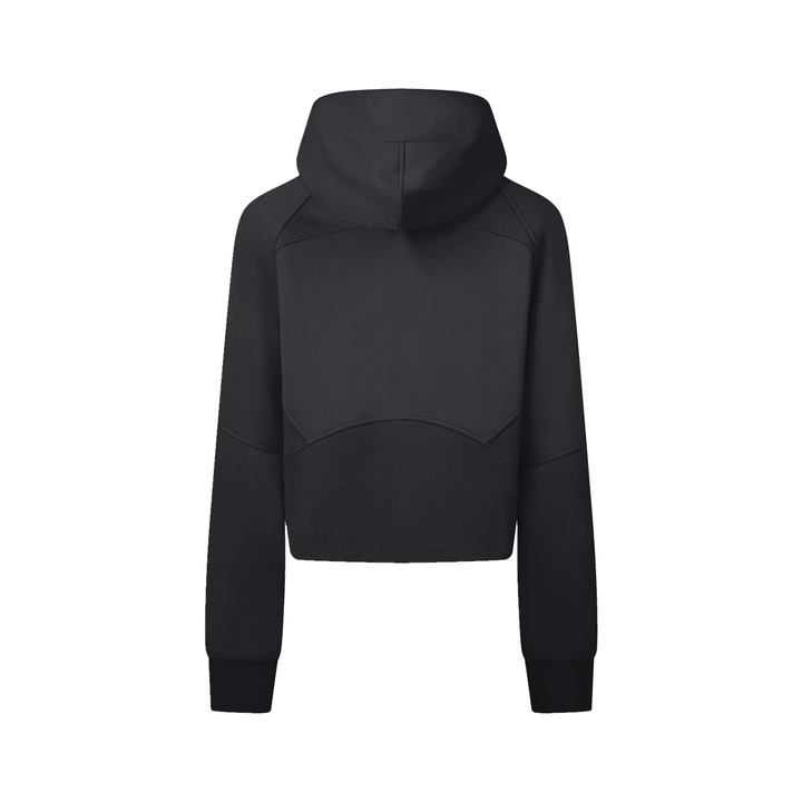 Cropped Zip-Through Hoodie in Black, alternate view — HIVOLT