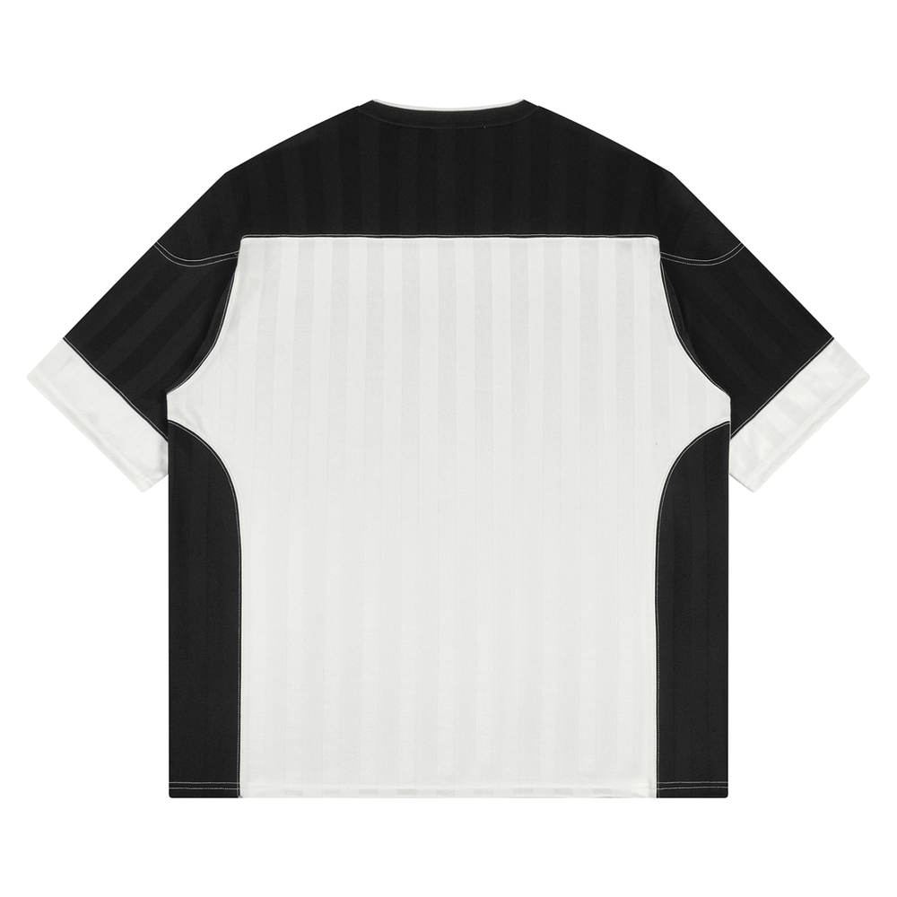 Unisex Striped Raglan Jersey in White with Black, alternate view — HIVOLT