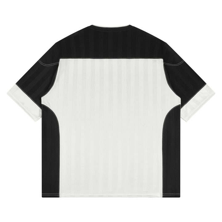 Unisex Striped Raglan Jersey in White with Black, alternate view — HIVOLT