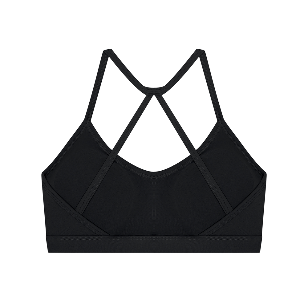 Women's Tight Yoga Sports Bra in Black, alternate view — HIVOLT