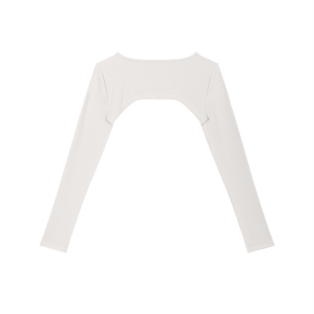 Women's Cutout Long Sleeve Yoga Shrug in Beige, alternate view — HIVOLT