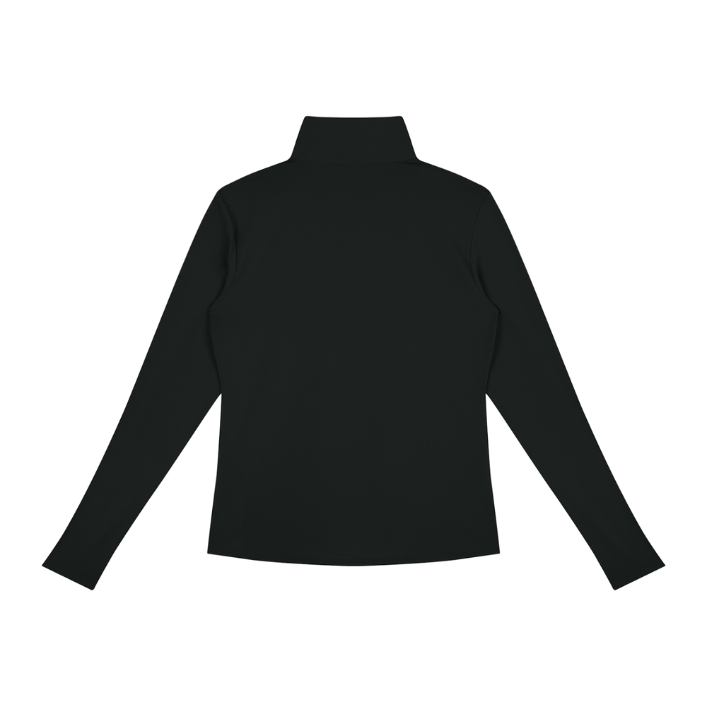 Women's Quarter-Zip Yoga Pullover in Black, alternate view — HIVOLT