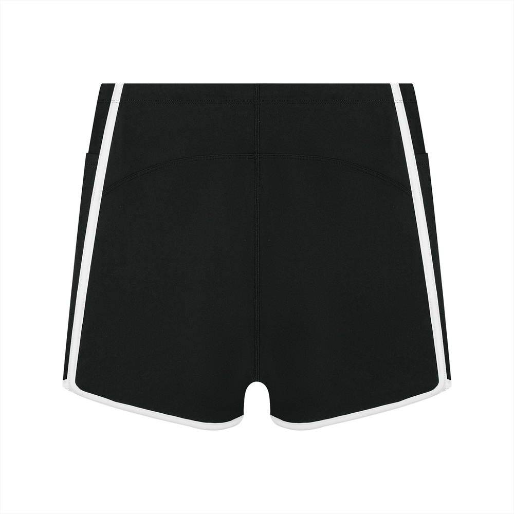 Women's High Rise Color Block Yoga Shorts in Black, alternate view — HIVOLT