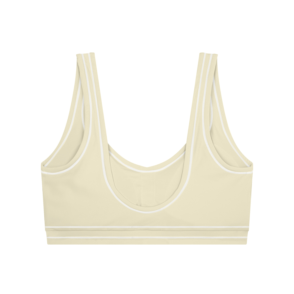 Women's Topstitching Yoga Sports Bra in Light Apricot, alternate view — HIVOLT