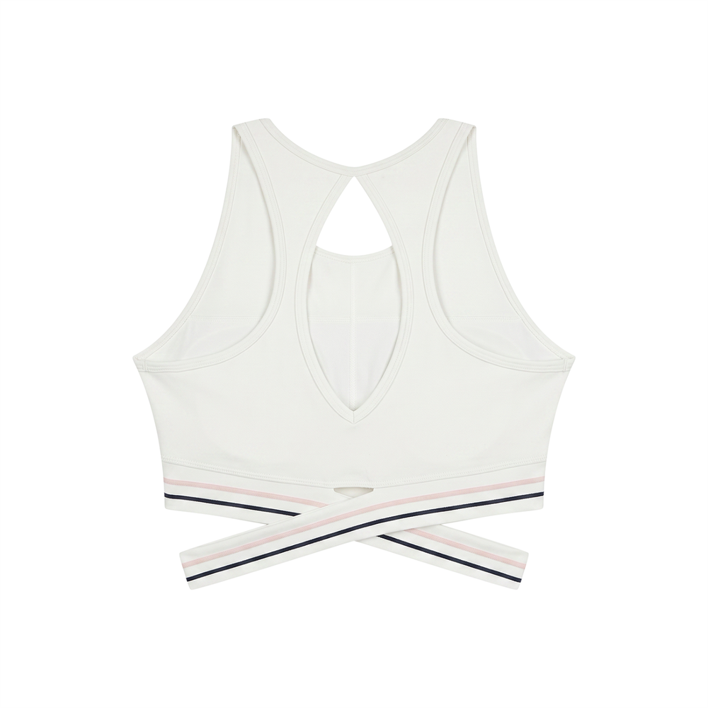 Women's Criss-Cross Band Sports Bra in White, alternate view — HIVOLT