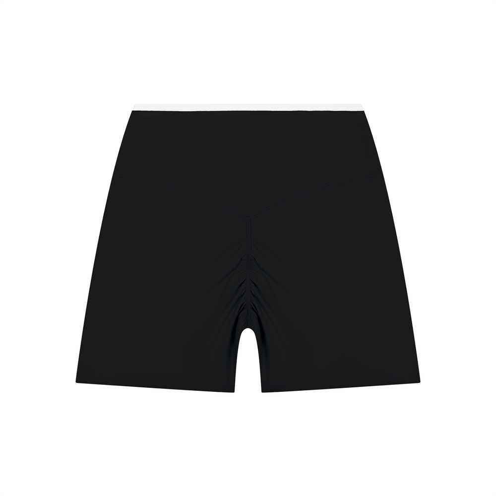 Women's High Rise Color Block Yoga Shorts in Black, alternate view — HIVOLT