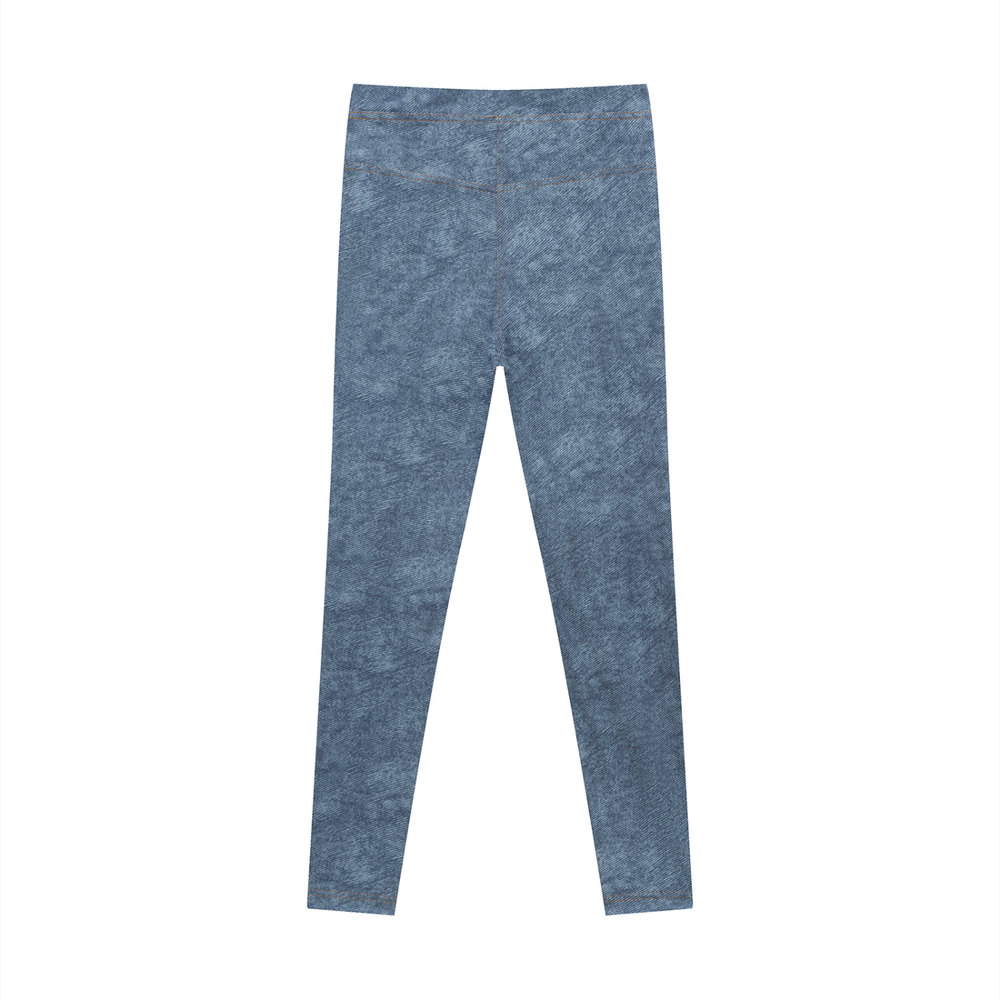 Women's Faux Denim Zip-Fly Leggings in Light Blue, alternate view — HIVOLT
