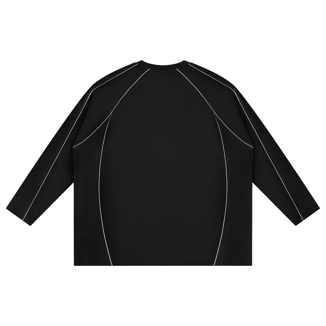 Unisex Paneled Raglan Soccer Jersey in Black, alternate view — HIVOLT