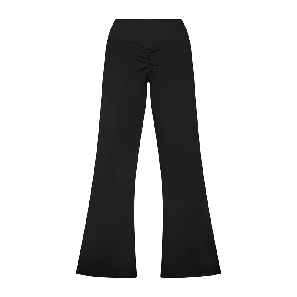 Women's High Rise Flared Leggings in Black, alternate view — HIVOLT