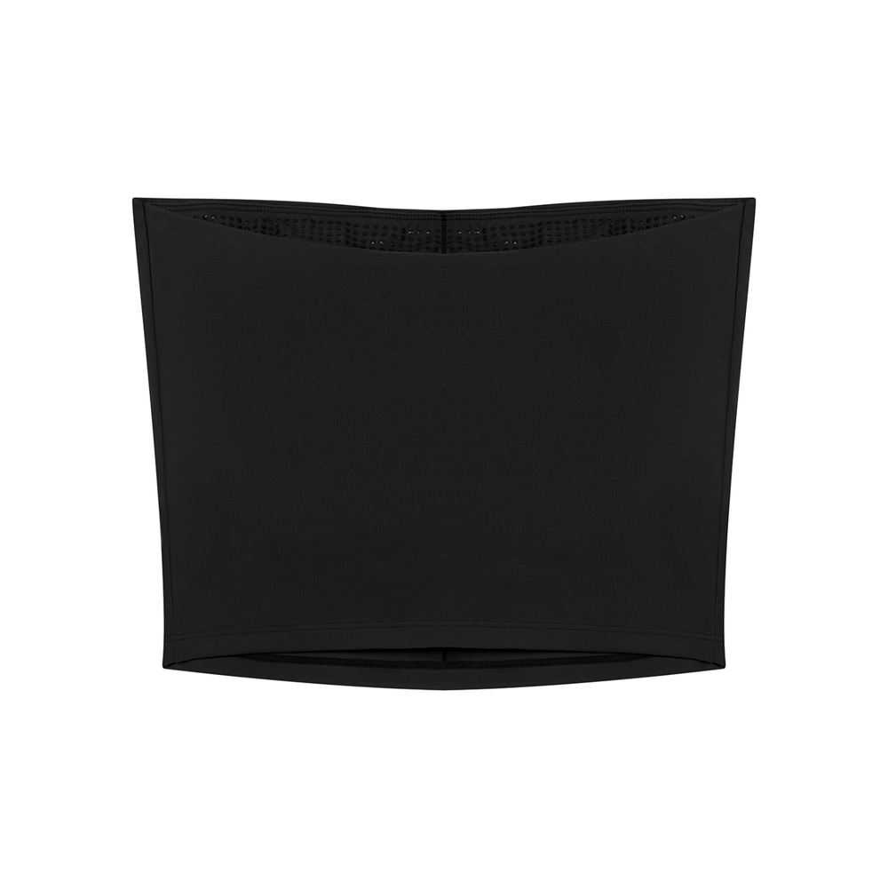 Women's Yoga Cropped Tube Top in Black, alternate view — HIVOLT