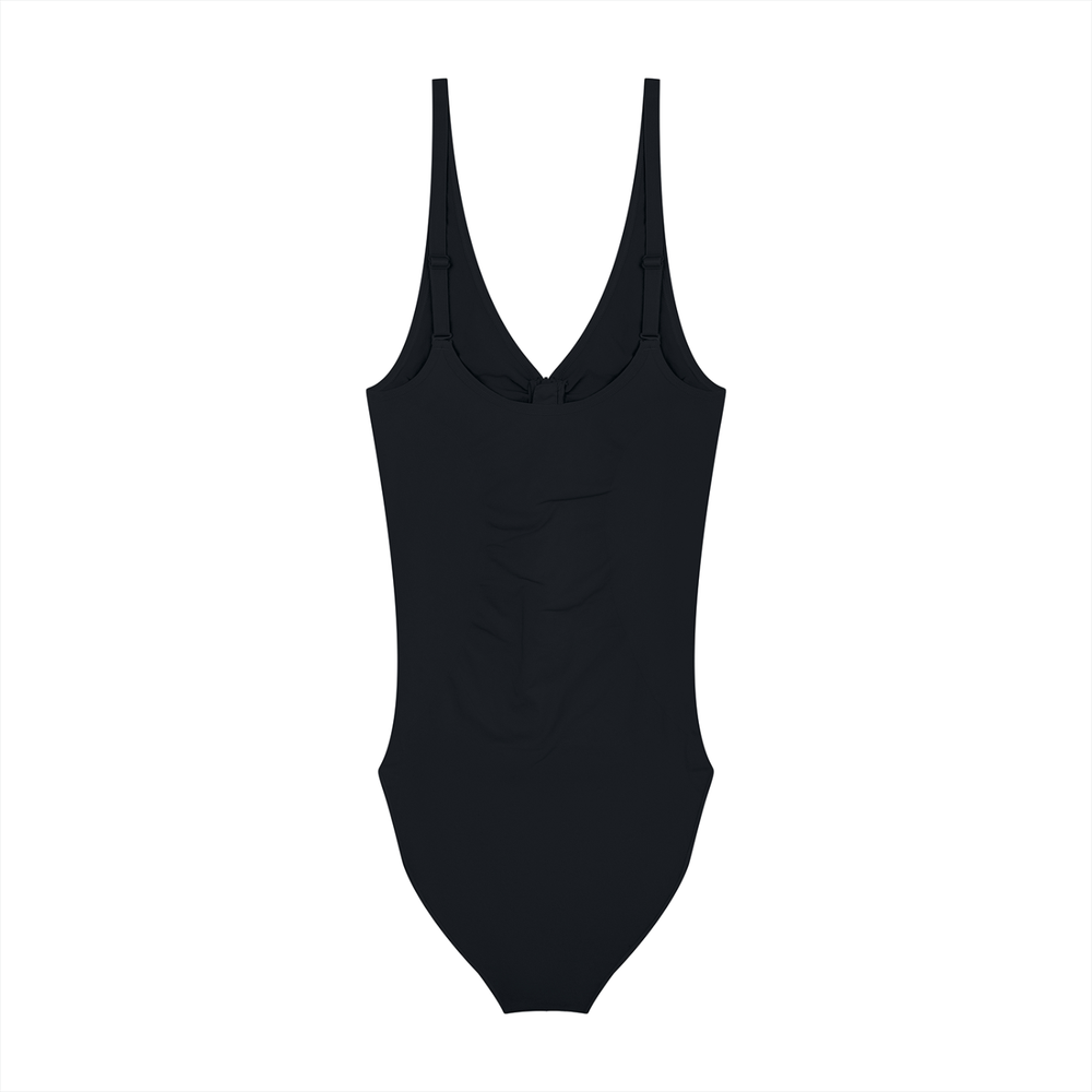 Women's Full-Zip Ruched Bodysuit in Black, alternate view — HIVOLT