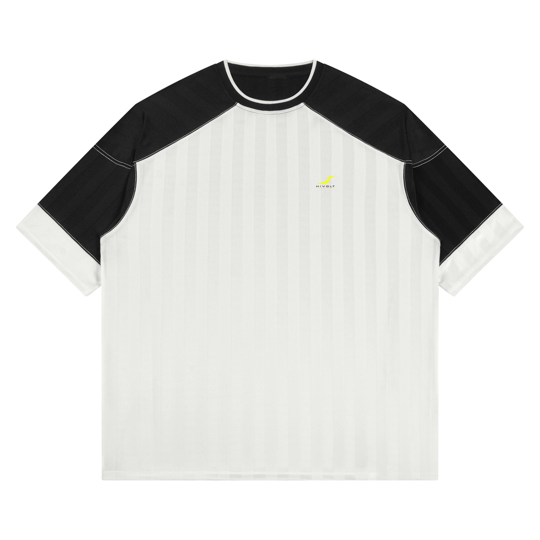 Unisex Striped Raglan Jersey in White with Black — HIVOLT