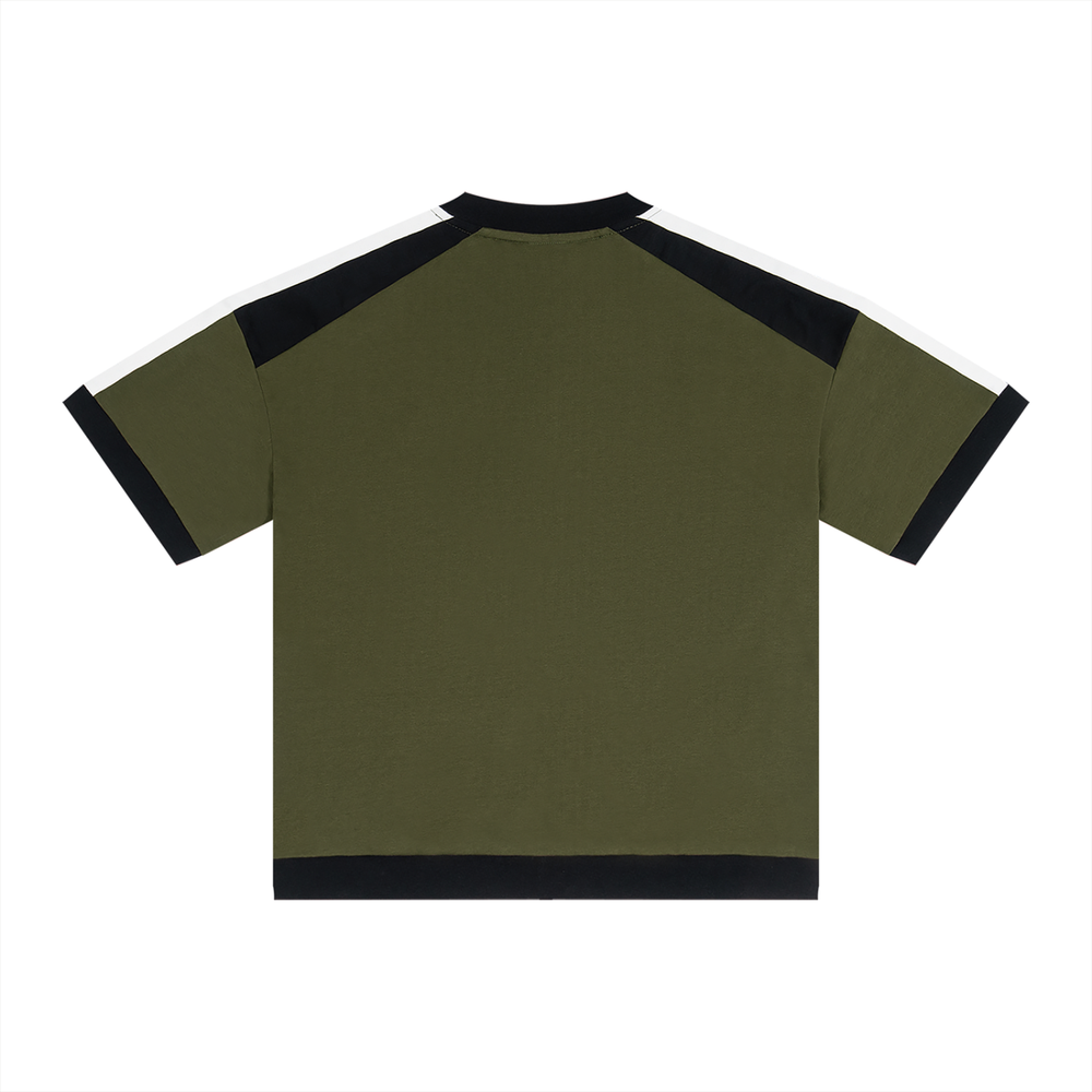 Unisex Color Block Raglan T-Shirt in Army Green, alternate view — HIVOLT