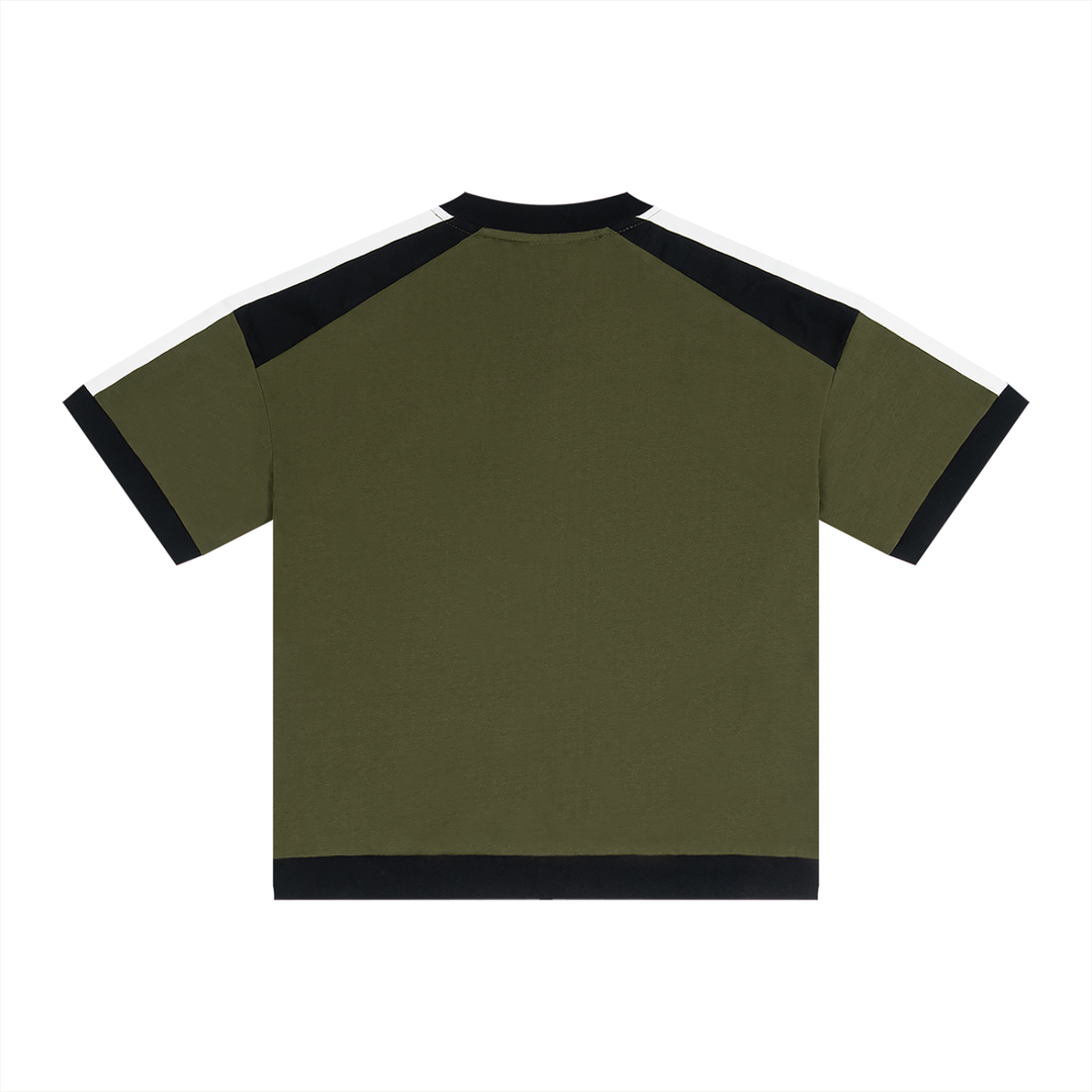 Unisex Color Block Raglan T-Shirt in Army Green, alternate view — HIVOLT