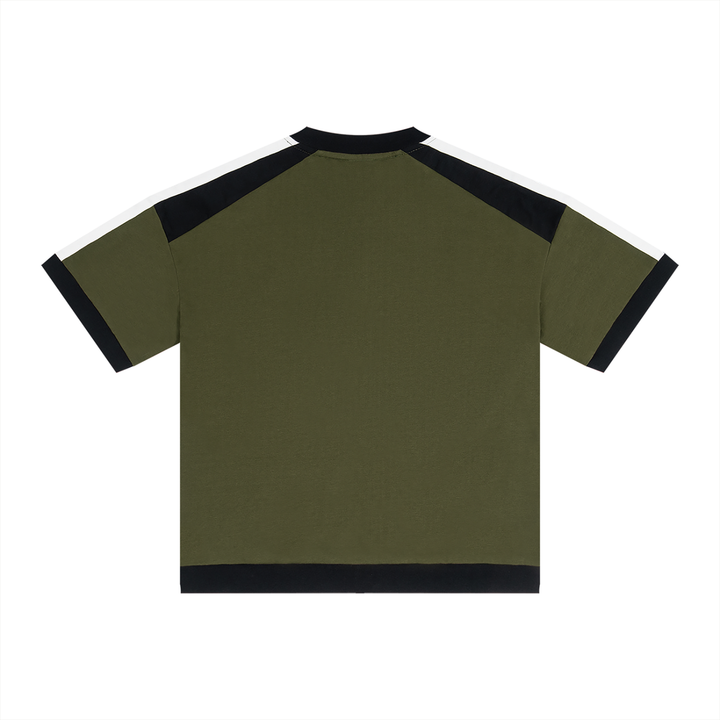 Unisex Color Block Raglan T-Shirt in Army Green, alternate view — HIVOLT